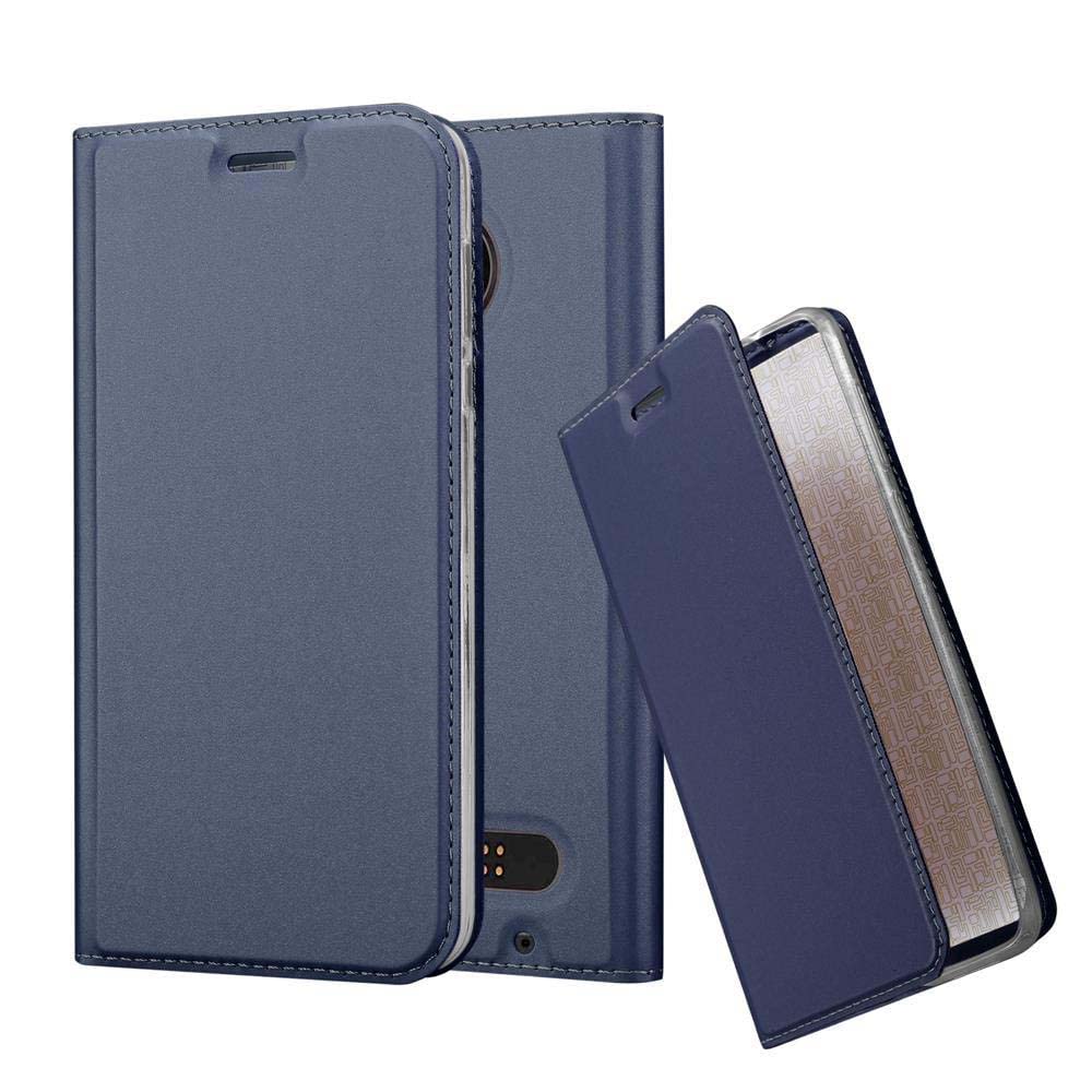 cadorabo Book Case works with Motorola MOTO Z2 in CLASSY DARK BLUE - with Magnetic Closure, Stand Function and Card Slot - Wallet Etui Cover Pouch PU Leather Flip