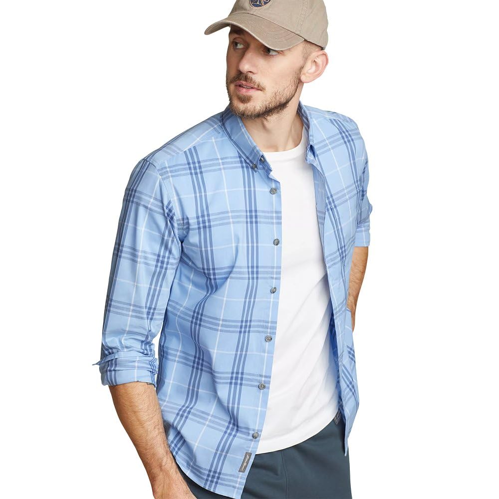 Eddie Bauer Men’s Voyager Flex Long-Sleeve Shirt, Peak Blue