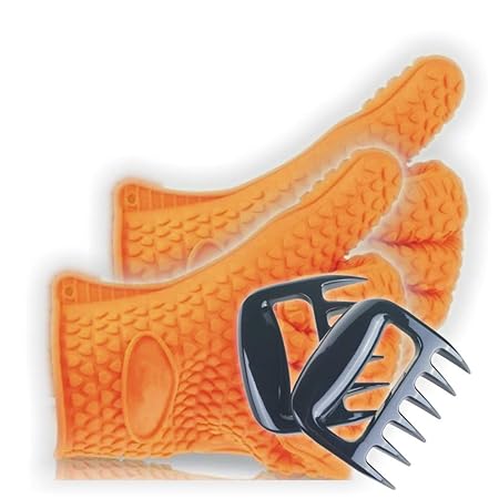 Silicone BBQ Gloves with Bear Claw Meat Shredder