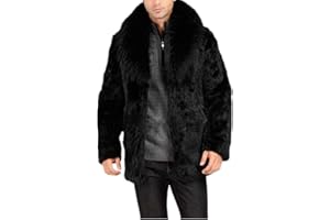 Lisa Colly Men's Fluffy Faux Fur Coat Winter Long Jacket Overcoat Parka Outwear