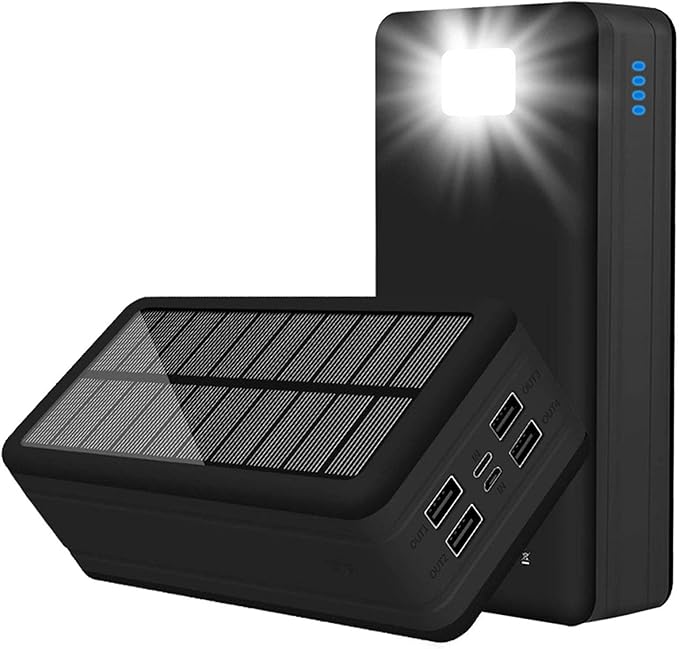 Solar Portable Power Banks 50000mAh, USB C Solar Charger 5 Output