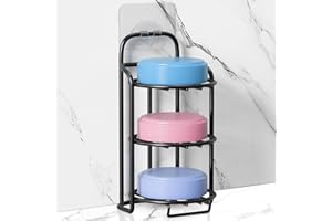 Yoshiky 3-Tier Shower Soap Shampoo Bar Holder, Self Adhesive & Freestanding Draining Bathroom Soap Dish Caddy for Bathroom Wall Accesories Decor