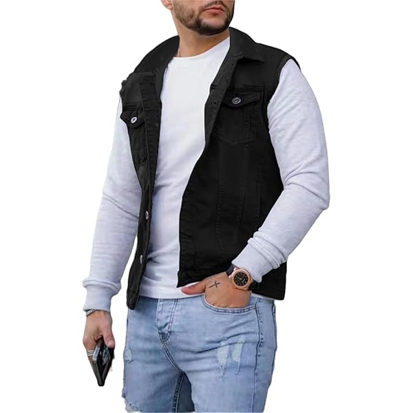 Men's Sleeveless Vest Jacket Slim Fit Classic Vintage Casual