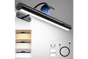 HAPFISH Picture Lights for Wall Battery Operated, Wireless Art Light for Paintings, Rechargeable Wall Sconce for Picture with Remote Control, Dimmable Wall Lighting for Gallery Dartboard Mirror - Black