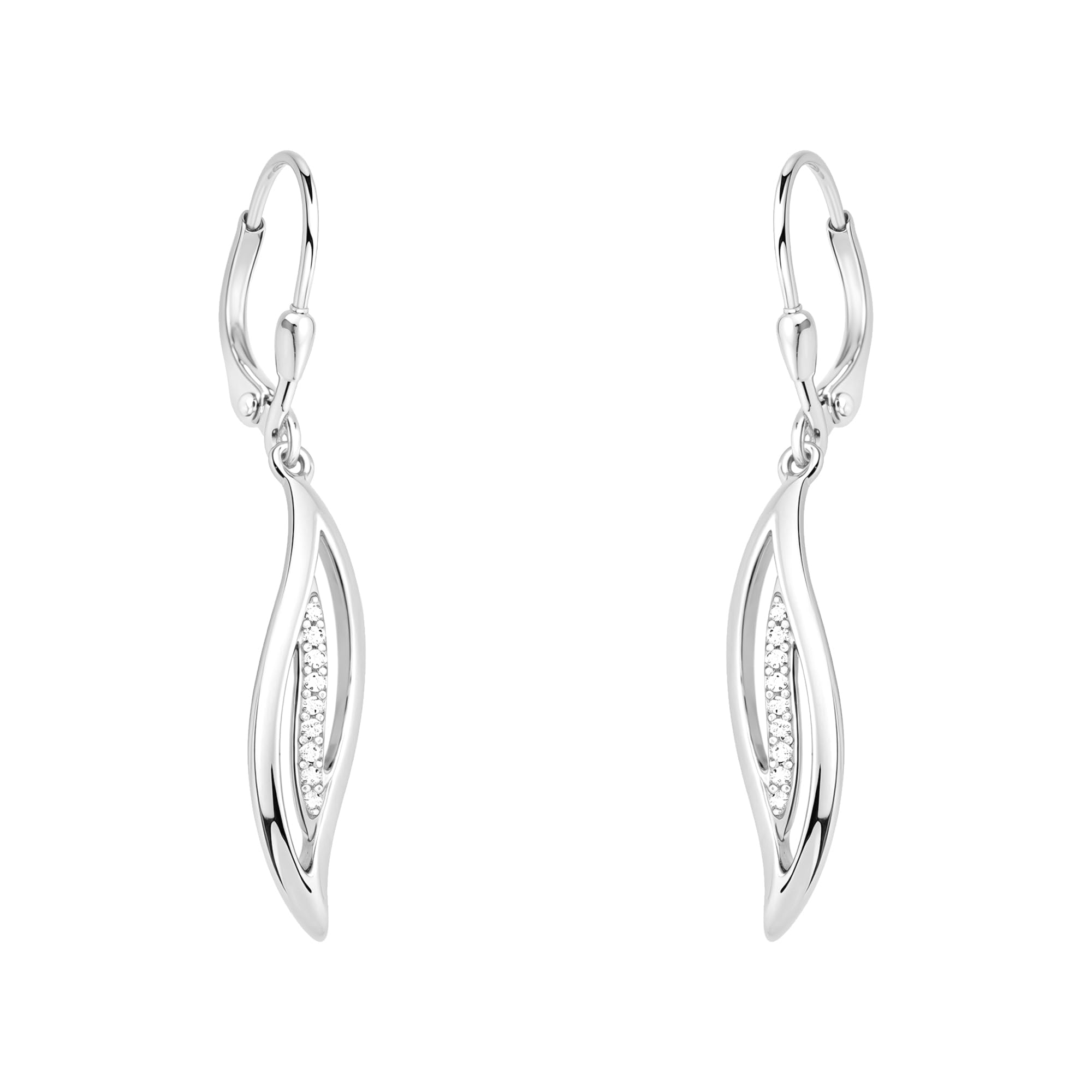 SOFIA MILANI - Women's Earrings 925 Silver - With Zirconia Stones - Feather Dangle Earring - E0493