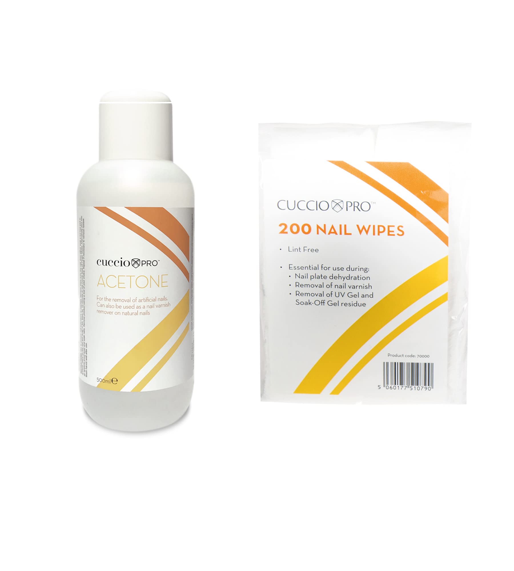 Cuccio 500ml Acetone and Nail Wipes Gel Removal Kit,White