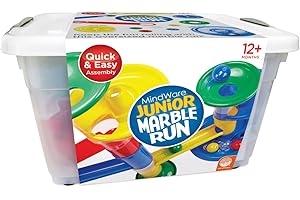 MindWare Junior Marble Run - My First Marble Run Set - Toddler Building Game - Marble Maze Toddler Building Toy Set with Oversized Marble Track Pieces and 5 Giant Marbles for Kids 12 Months and Up