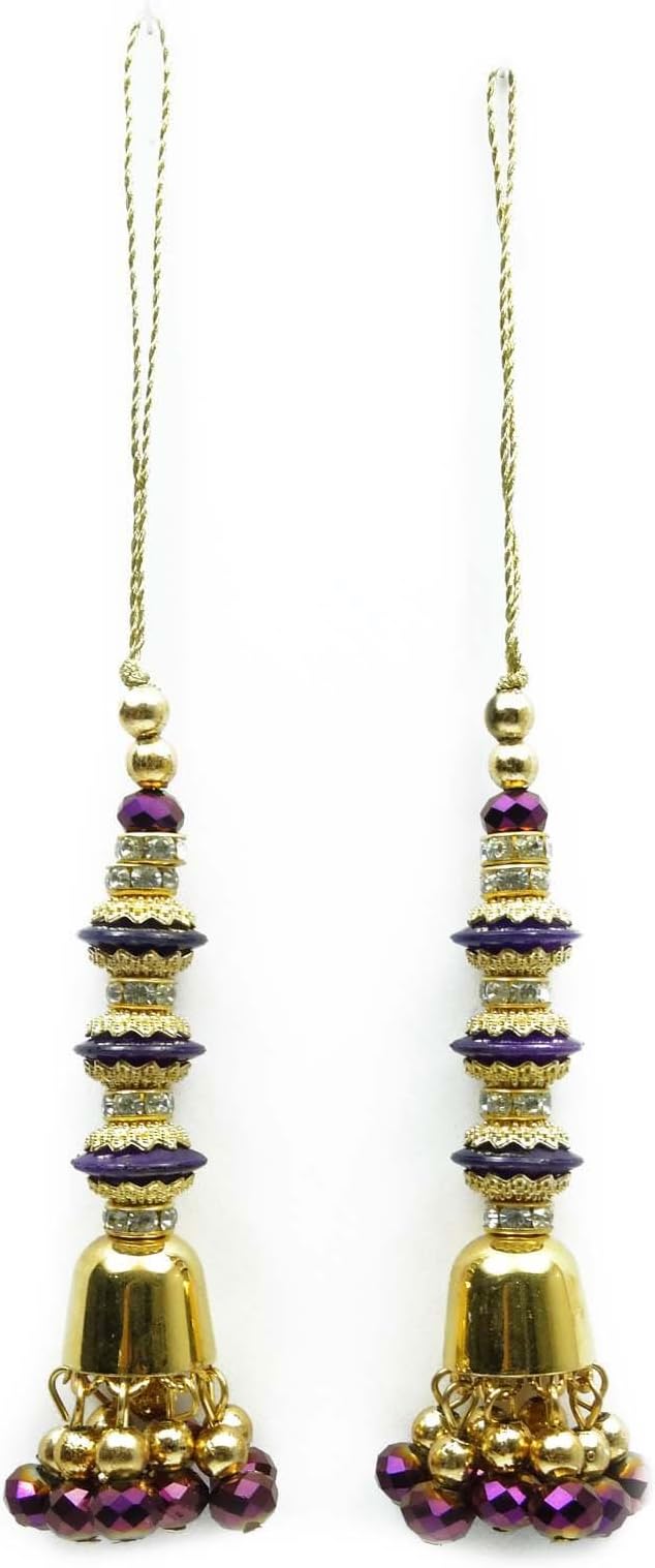 Beaded Tassel Sari Blouse Latkans Purple Craft Supply Decorative Accessory 1 Pair