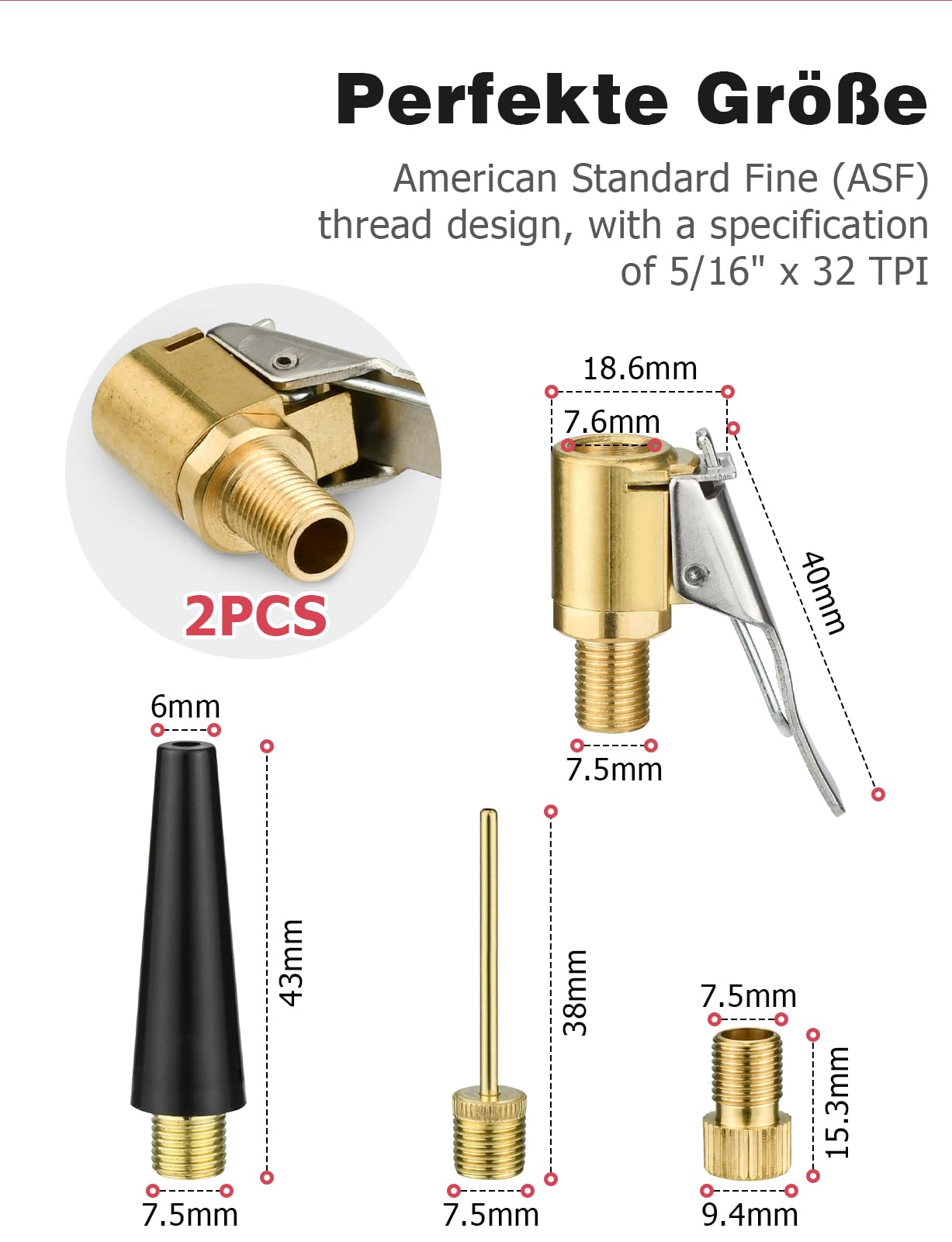 Mellbree Multifunktionales Valve Adapter Set – Kompatibel mit Bosch EasyPump, passend für Autoreifen, Fahrräder und Bälle 6