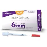 SureComfort U-100 Insulin Syringes 31G x 1/4" 3/10cc (6 mm), For Diabetes Care, Box of 100