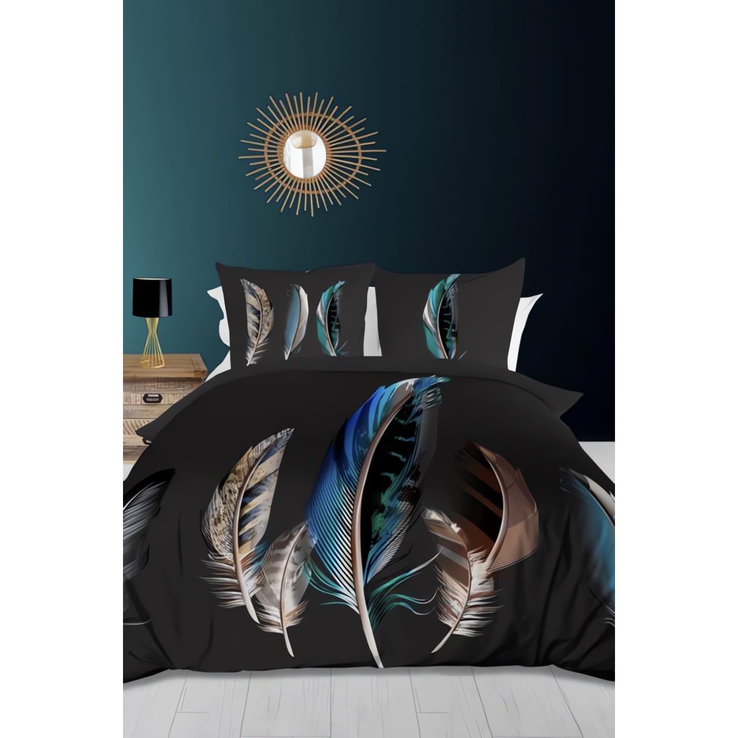 Soleil d'ocre Double, Cotton, Charcoal, 220 x 240 cm