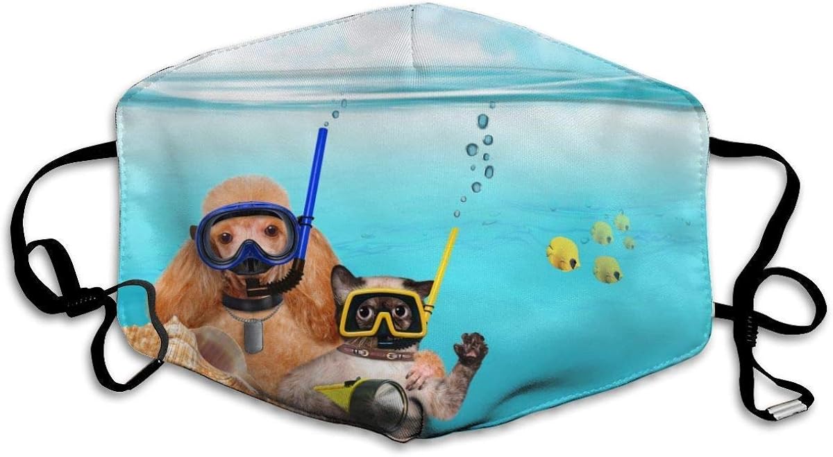 HUIDE Mouth Guard Dog with Cat Diver, Windproof Face Decorations