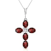 Galaxy Gold GG 14k White Gold 18" Necklace with Garnet Cross Pendant