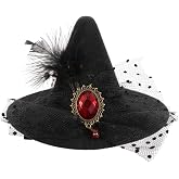 Beaupretty Witch Hat Hair Clip Witch Mini Top Hat Halloween Mesh Flower Fascinator Halloween Costume Dress up Party Supplies, Black