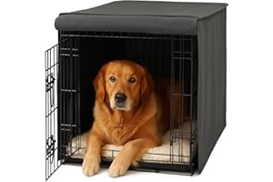 Friends Forever Metal Dog Crate Cover 42 inch w/Light Blocking Protective Curtain, Dog Cage Cover w/Roller Shades, Machine Wa