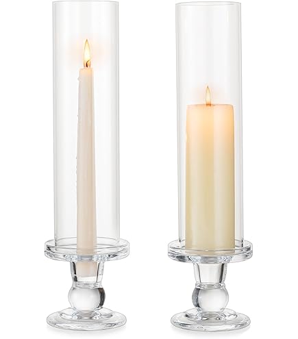 Juego 2 Portavelas Cristal Pequeños Vela Cónica 13.46cm Tran