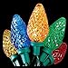 Led Christmas Multi Color Lights 60 C6 Faceted LED Decorative String Light Set Indoor and Outdoor Use – Energy Efficient LED Bulbs with Green Wire, UL Listed Professional Grade by Holiday Essence