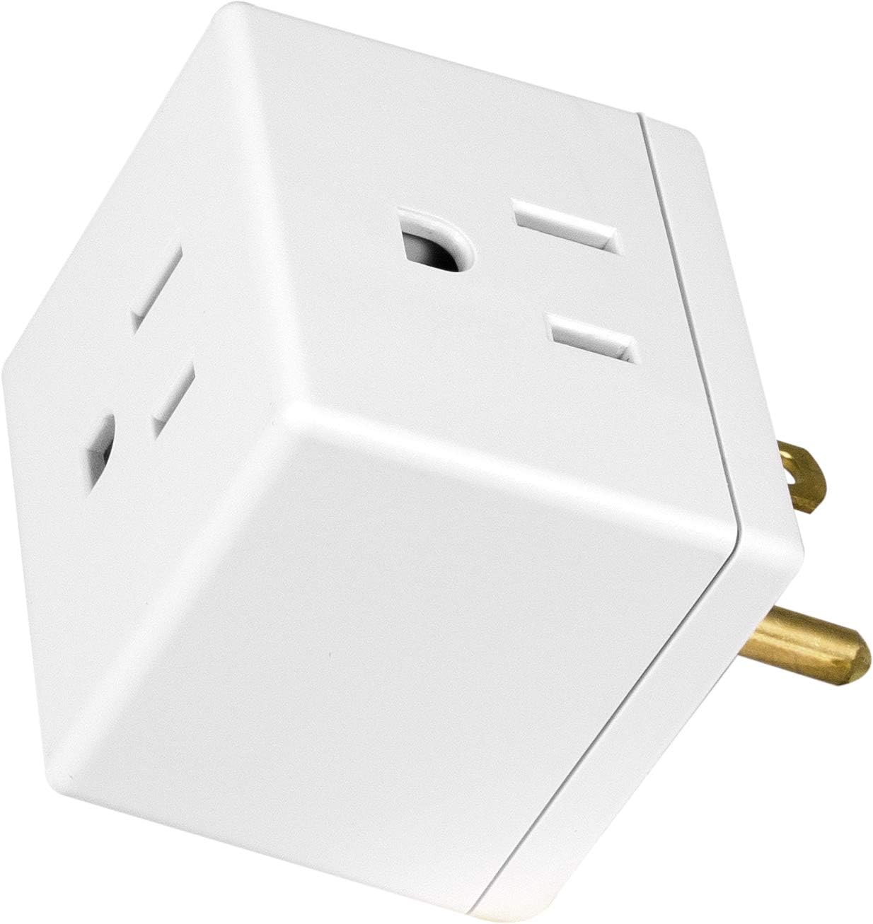 GE Wall Tap, 1, Extra-Wide Adapter Spaced, Easy Access Design, 3 Prong Outlet, Perfect for Travel, UL Listed, White, 58368 - Electrical Multi Outlets - 