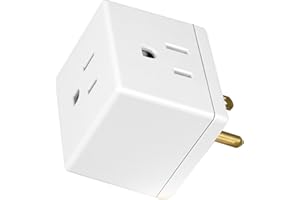 GE 3-Outlet Extender, Grounded Wall Tap, Adapter Spaced, 3-Prong, Multiple Plug, Power Splitter, Cruise Essentials, Use for Home Office School Dorm, UL Listed, White, 58368