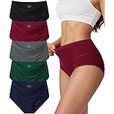 Vevmon Cotton Underwear for Women High Waisted Full Coverage Briefs Soft Ladies Panties 5 Pack