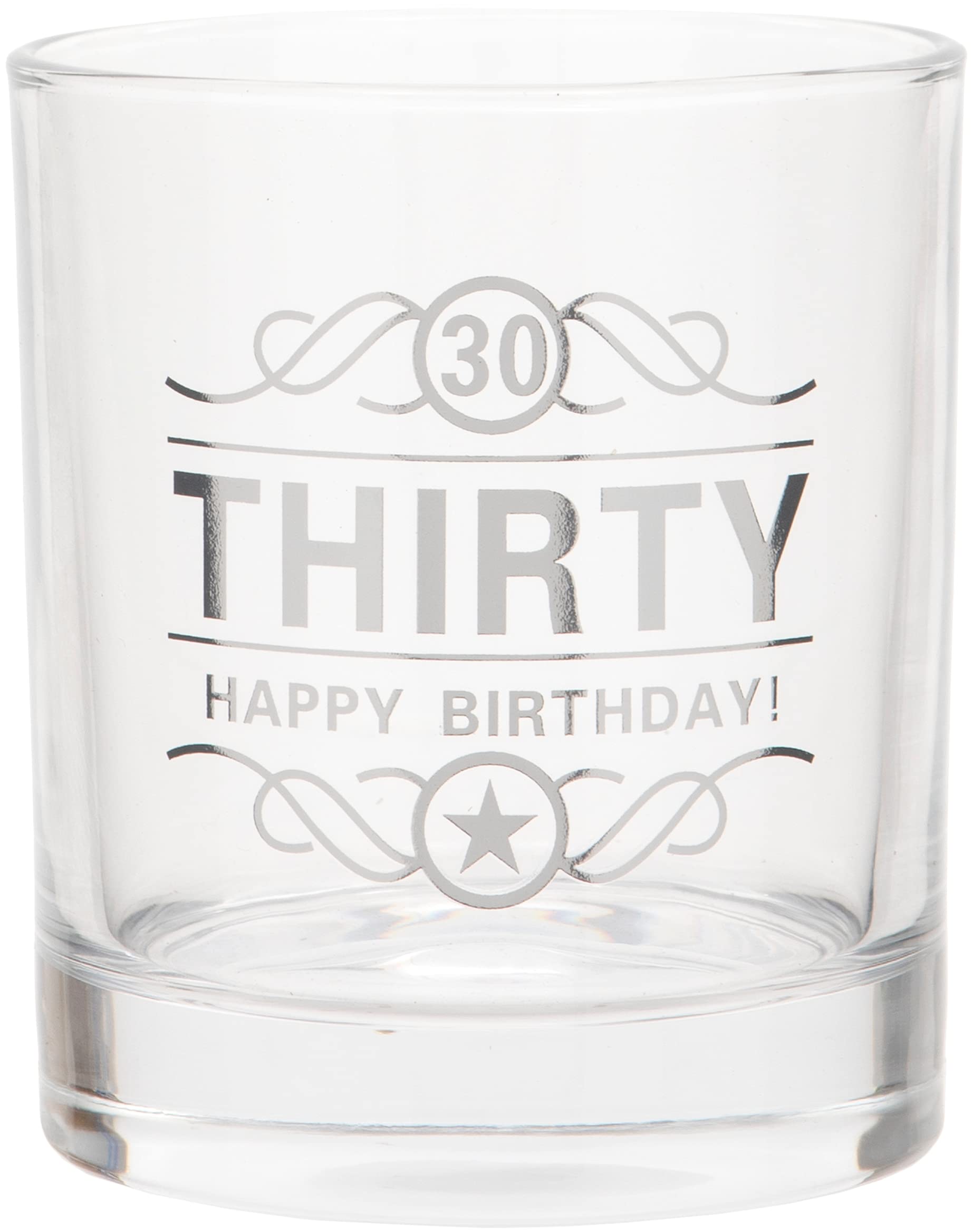 Maturi 30th Birthday Spirit Glass 'Thirty Happy Birthday!', 350ml, Gift Boxed