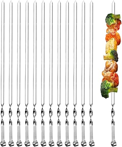 RAM ONLINE Ram 1B09W9YRSNQ2 Kebab Skewers Set of 12 Stainless Steel 30cm