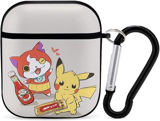 Amazon 妖怪ウォッチ ピカチュウ Danesi Airpods ケース Airpods 第1 2世代に適用 ワイヤレスイヤホンケース ワイヤレス充電対応 ミニボックス 収納ケース 保護カバー 防水 耐衝撃 カラビナ付き 人気 アニメ キャラクター イヤホン ヘッドホンケース オンライン通販