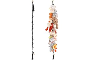 80" Cotton Hanging Storage Chain for Stuffed Animals Storage with 20 Metal Clips, Stuffed Animal Organizer Chain for Wall Cor