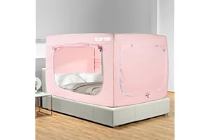 YAVIL Bed Tent Twin Bed Canopy Dream Tents for Indoor Portable Blackout Tents Privacy Space Warm Breathable Sleeping Tents for Kids and Adult(Pink,Mattress Not Included) Reducing Light