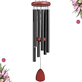 Large Aluminium Wind Chimes Outside, Soothing Melodic Memorial Sympathy Wind Chime, Suitable Outdoor Garden Decor, Gift for Mom Women Neighbors (Black Wind Chimes-36 in)