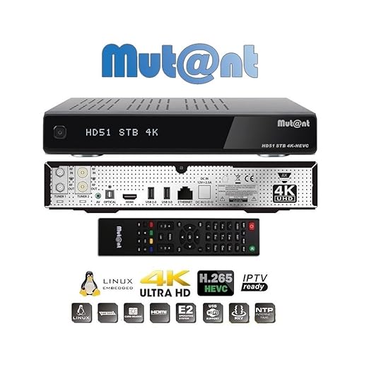 Mutant HD51 Hevc 265 Ultra HD 4K 2160p Linux E2 1x DVB-S2 1x DVB-C/T2 Tuner