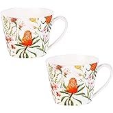 KAMMAK Bone China Mugs 16 oz Coffee Mugs with Handle, Tea Cup Set of 2 Porcelain Espresso Mug Fine Ceramic Tea Cups Large Demitasse Mug for Cappuccino, Latte, Coco, Americano