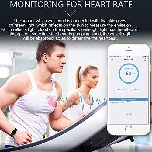 L@YC Tracker Smart Pedometer Bluetooth 4.0 Smart Watch Waterproof Fitness Wristband Dynamic Heart Rate Blood Pressure Test, Gold