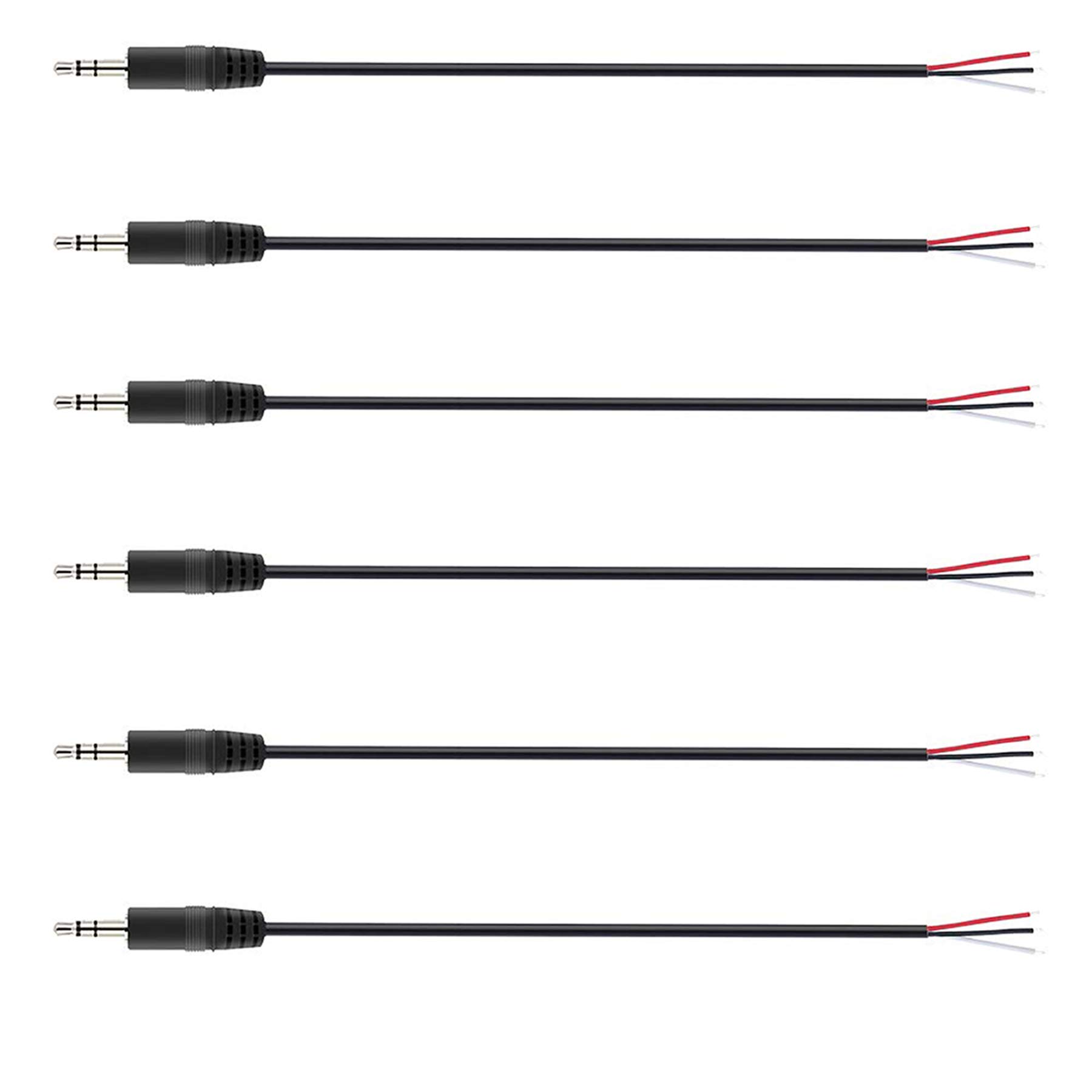 winwill 6Pcs 2.5mm Male Plug to Bare Wire Open End TRS 3 Pole Stereo Plug Jack Connector 2.5mm Audio Cable for Headphone Earphone Replacement Cable Repair