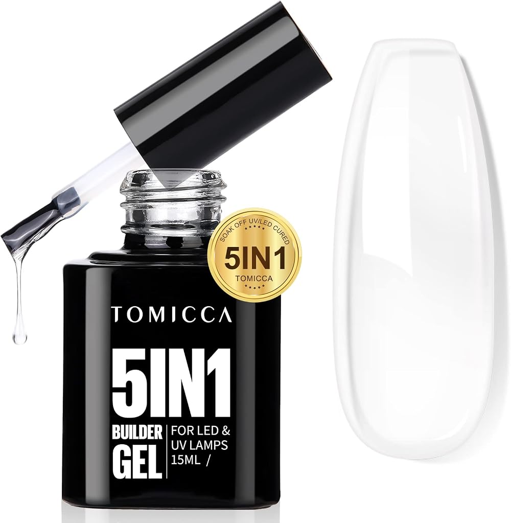 TOMICCA 5-in-1 Clear Builder Gel 15ml Crystal Nail Extension Hard Gel