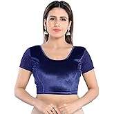 themilestocks Women's Velvet Blouses Readymade Gold Stretchable Saree Crop Top Choli Free Size Sparkling