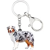 DOWAY Acrylic Australian Shepherd Keychain for Women Purse Handbag Pet Dog Pendant Car Key Ring