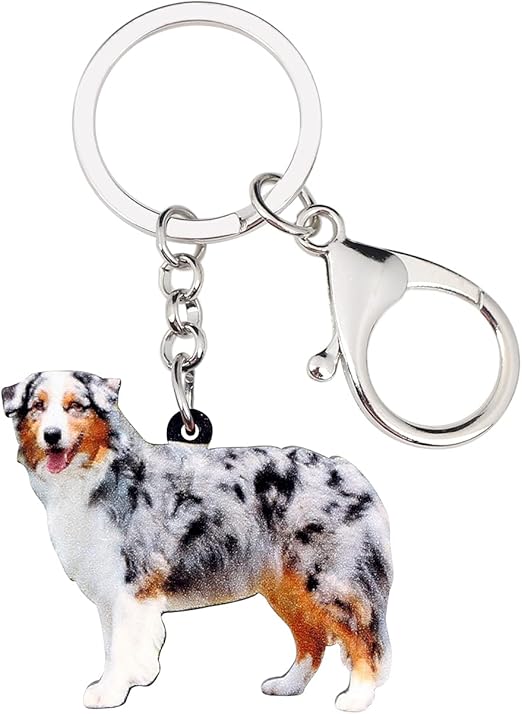 DOWAY Acrylic Australian Shepherd Keychain for Women Purse Handbag Pet