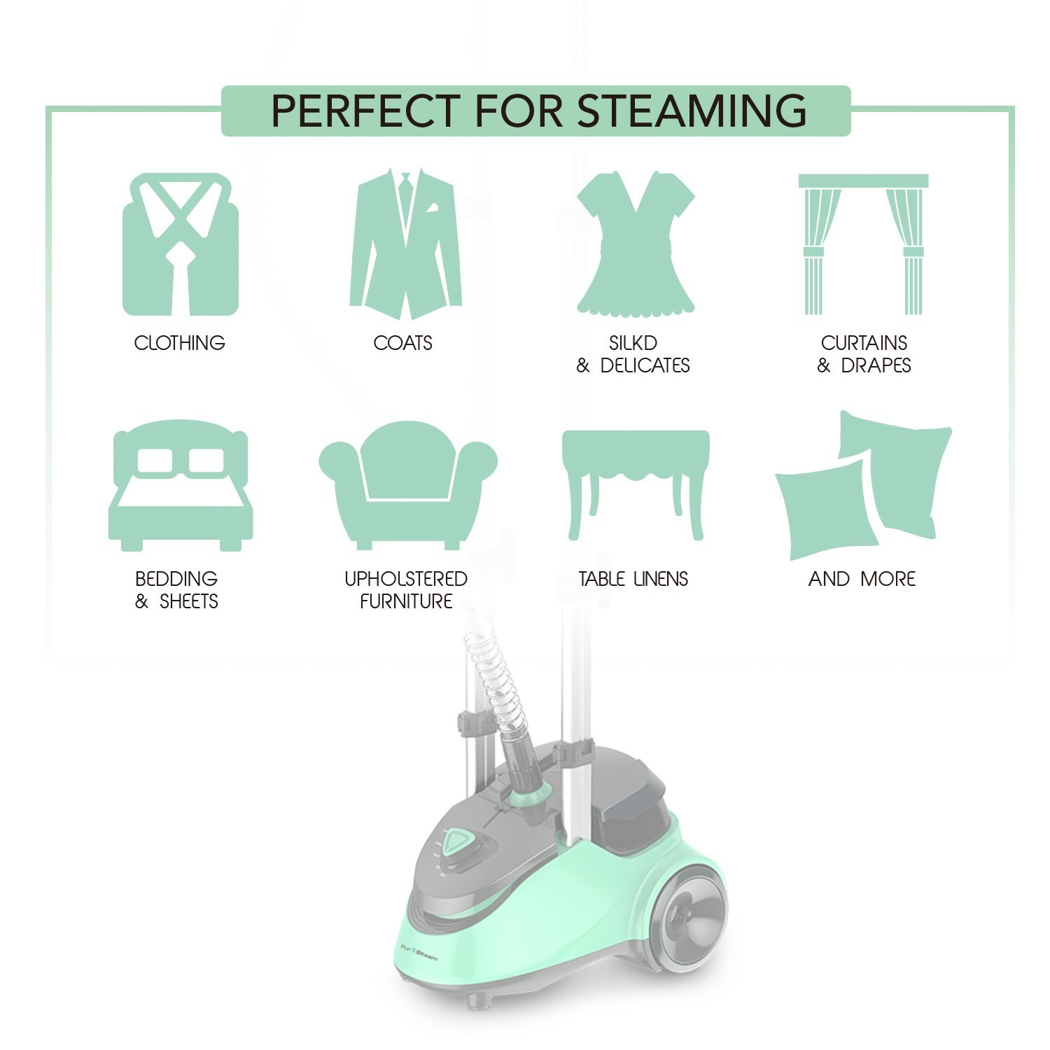 PurSteam Full Size Garment Fabric Steamer Professional Heavy Duty