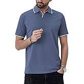 Aiyino Men's Muscle V Neck Polo Shirts Slim Fit Short Sleeve Cotton Golf T-Shirts Ribbed Knit Soft Tees