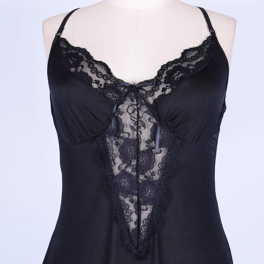XAKALAKA Women Plus Size Babydoll Lingerie Back Crisscross Lace Trim Chemise Sleepwear at  Women’s Clothing store