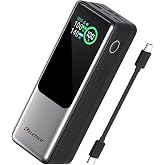 Reletech 140W Portable Fast Charger 25000mAh with LG 21700 Battery, 3-Port Laptop Fast Power Bank Smart Display for Travel, Compatible with MacBook Pro, iPhone 17/16, ipad.（G-ZeroFear）