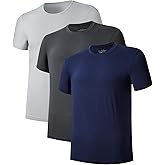 COLORFULLEAF Men's Undershirts Bamboo Rayon Short Sleeve Crewneck/V-Neck Tees Slim-fit T-Shirts 3 or 5 Pack