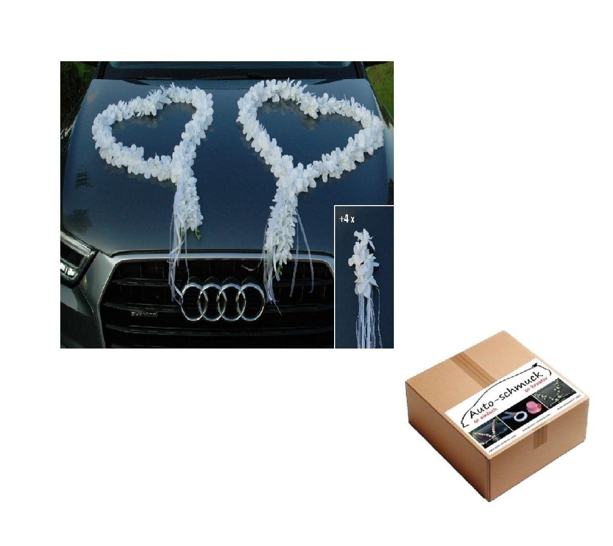 Auto-schmuck so einfach so kreativ Orchids Hearts Bride Couple Rose Decoration Wedding Car Wedding ® Car Decoration Garland Car (Pure White)