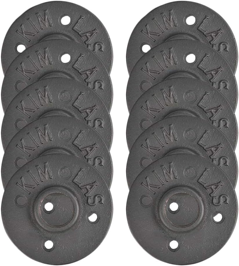 3/4-inch Floor Flange Pipe Decor, Black Malleable Cast Pipe Floor Threaded Pipe Fitting - Iron Pipe Fittings Wall Retro Industrial Home Decor DIY Accessories (10PCS)