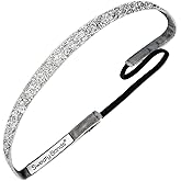 Sweaty Bands Womens and Girl Headband - Non-Slip Velvet-Lined Glitter Hairband - Viva Diva Silver 3/8-Inch