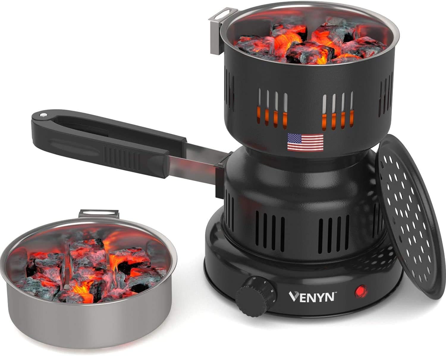 Venyn Hibachi Multipurpose Charcoal Burner - Starter for Hookah, Shisha, Nargila, BBQ Fire – Porcelain Coating – Smart Heat Control : Garden & Outdoor
