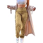SDNGED Cargo Pants for Women High Waisted Casual Pants Work Pants Baggy Stretchy Straight Leg Pants