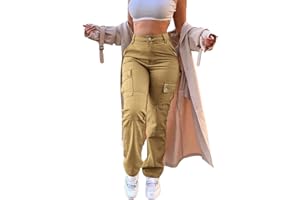 SDNGED Cargo Pants for Women High Waisted Casual Pants Work Pants Baggy Stretchy Straight Leg Pants
