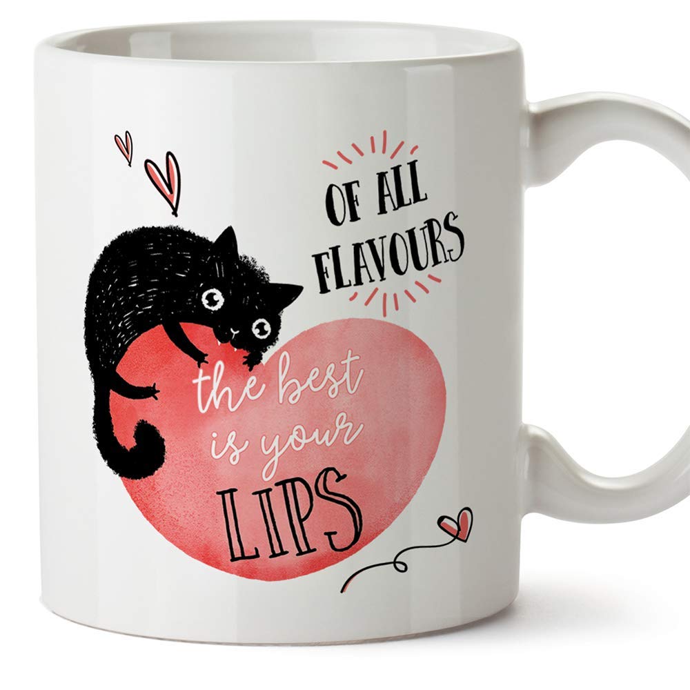MUGFFINS Love Mug -"of All Flavours, The Best is Your Lips" - Anniversary/Valentine's Day Present for Special Friends/Couples - Tea/Coffee Ceramic Cup 11 oz